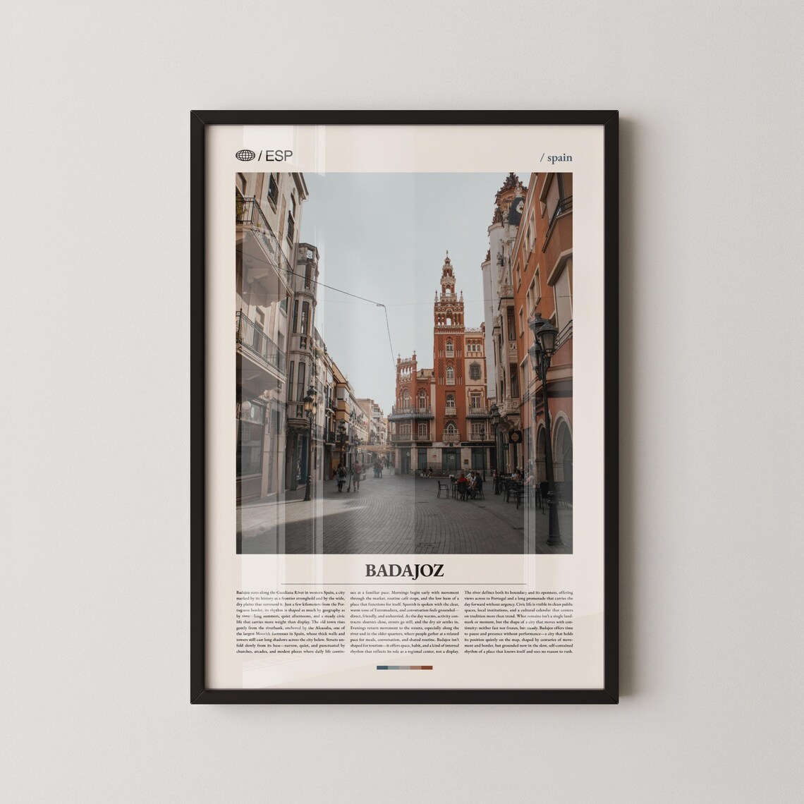 Badajoz Spain Historic Street Editorial Travel Photography Poster With Plaza