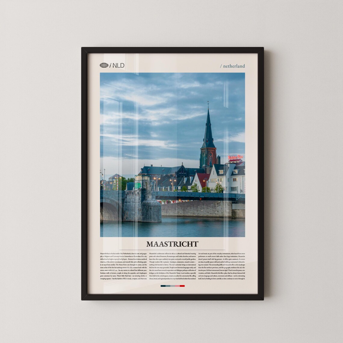 Maastricht Netherlands Riverside Church Skyline Travel City Poster