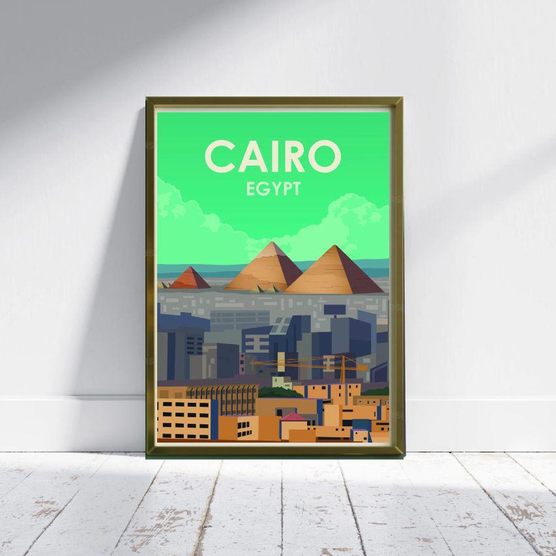 Cairo Egypt Giza Pyramids Mint Green Minimalist Travel Poster - Image 2