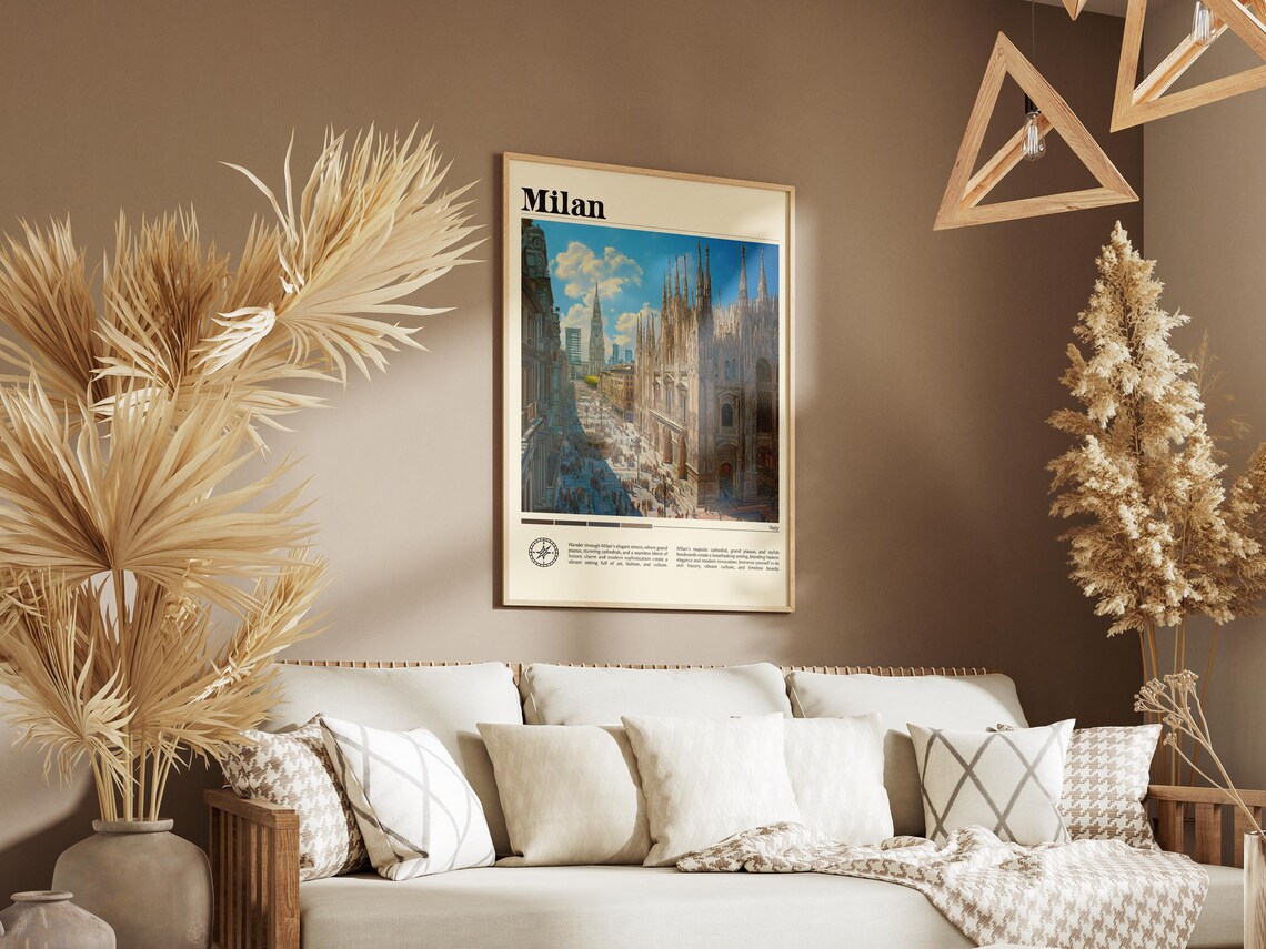 Milan Italy Duomo Cathedral Marble Spires City Street Travel Poster - Image 8
