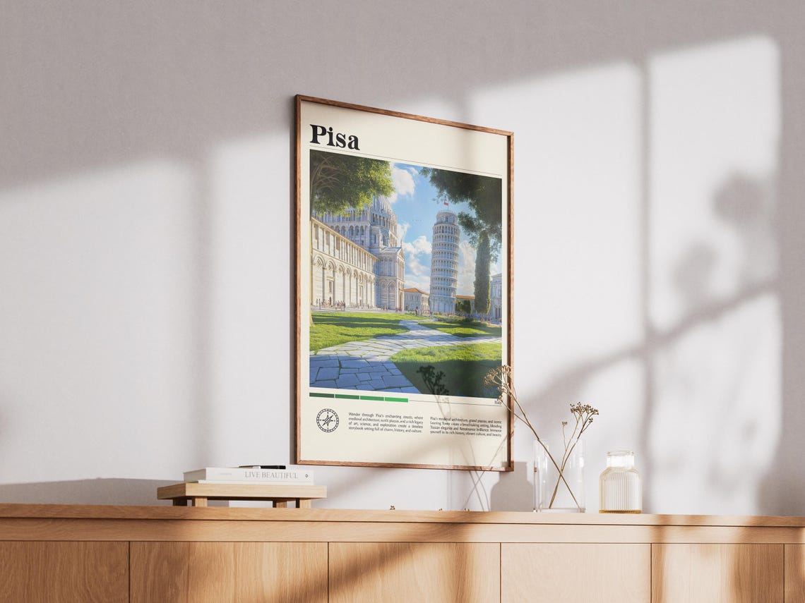 Pisa Leaning Tower Italy Travel Print Italy Travel Print Travel Wall Art City Map Print Travel Poster Travel Art Gift Travel Home Deco - Image 3