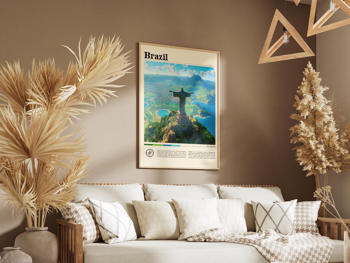 Brazil Christ the Redeemer Statue Rio de Janeiro Mountain Vista Travel Poster - Image 8