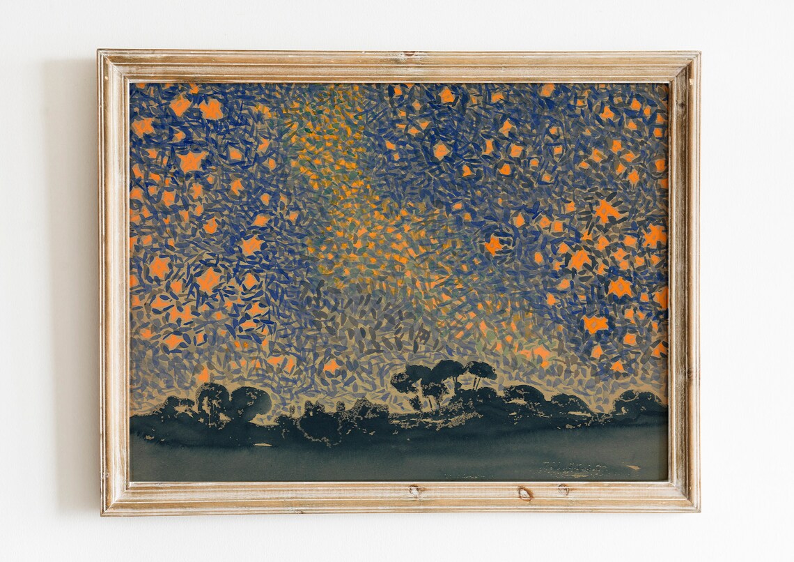 Henri Edmond Cross Landscape With Stars Pointillist Night Sky Art Print