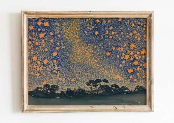 Landscape With Stars Art Print Henri Edmond Cross Poster Watercolor Drawing Boho