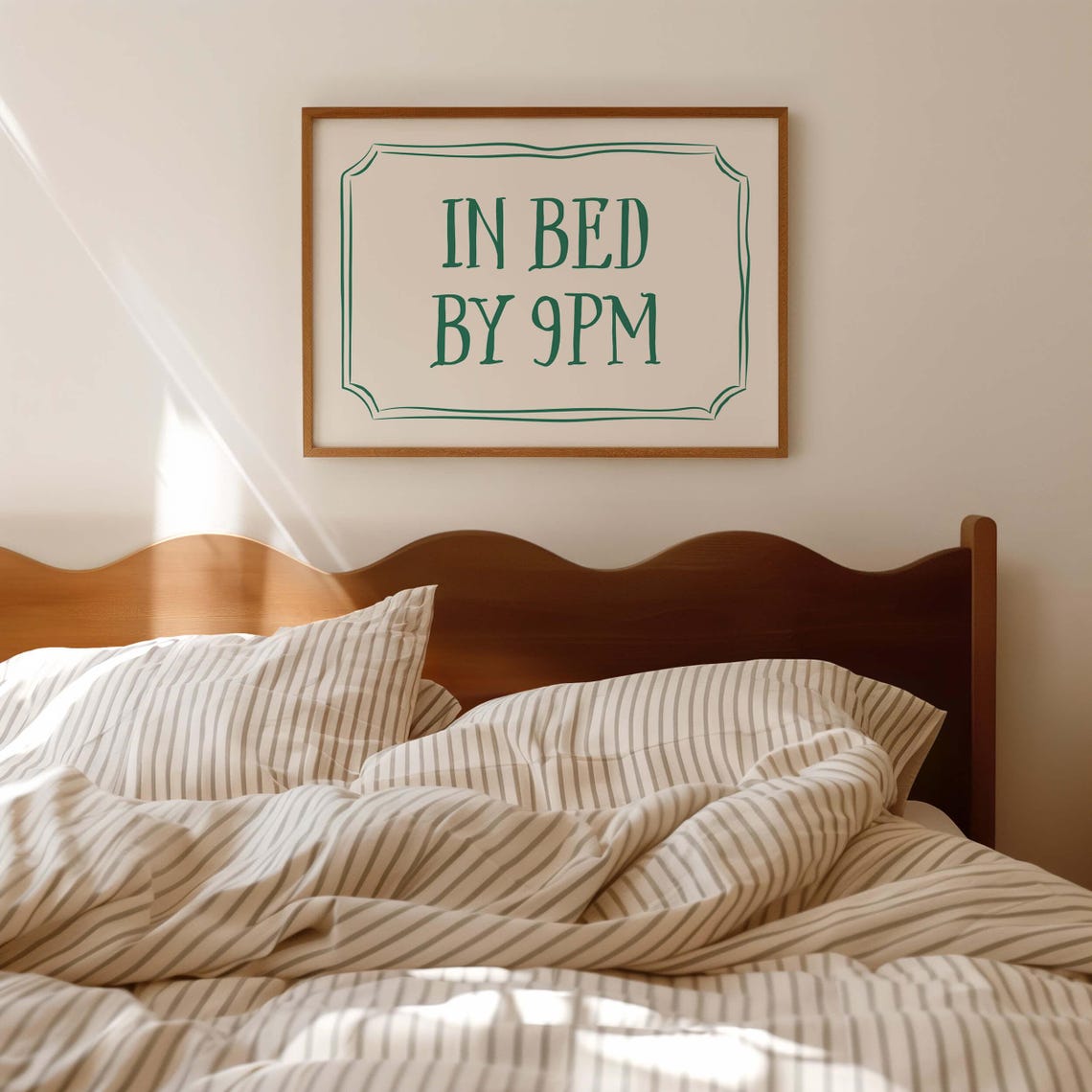 In Bed By 9PM Green Quote Poster Funny Sleep Lover Bedroom Decor - Image 3