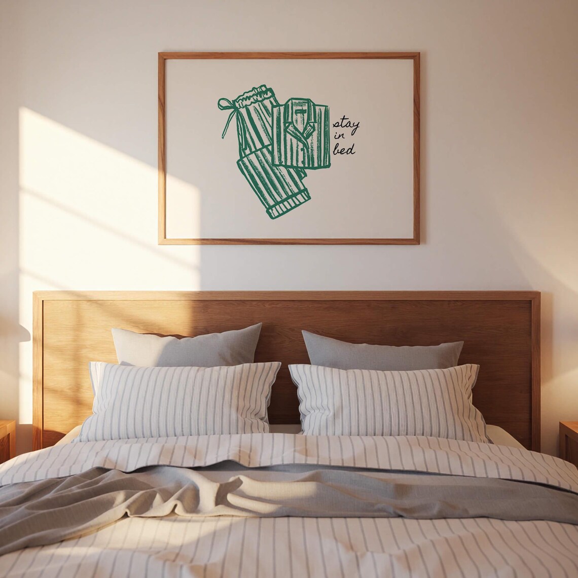 Stay In Bed Green Bedroom Poster, Dorm Decor - Image 2