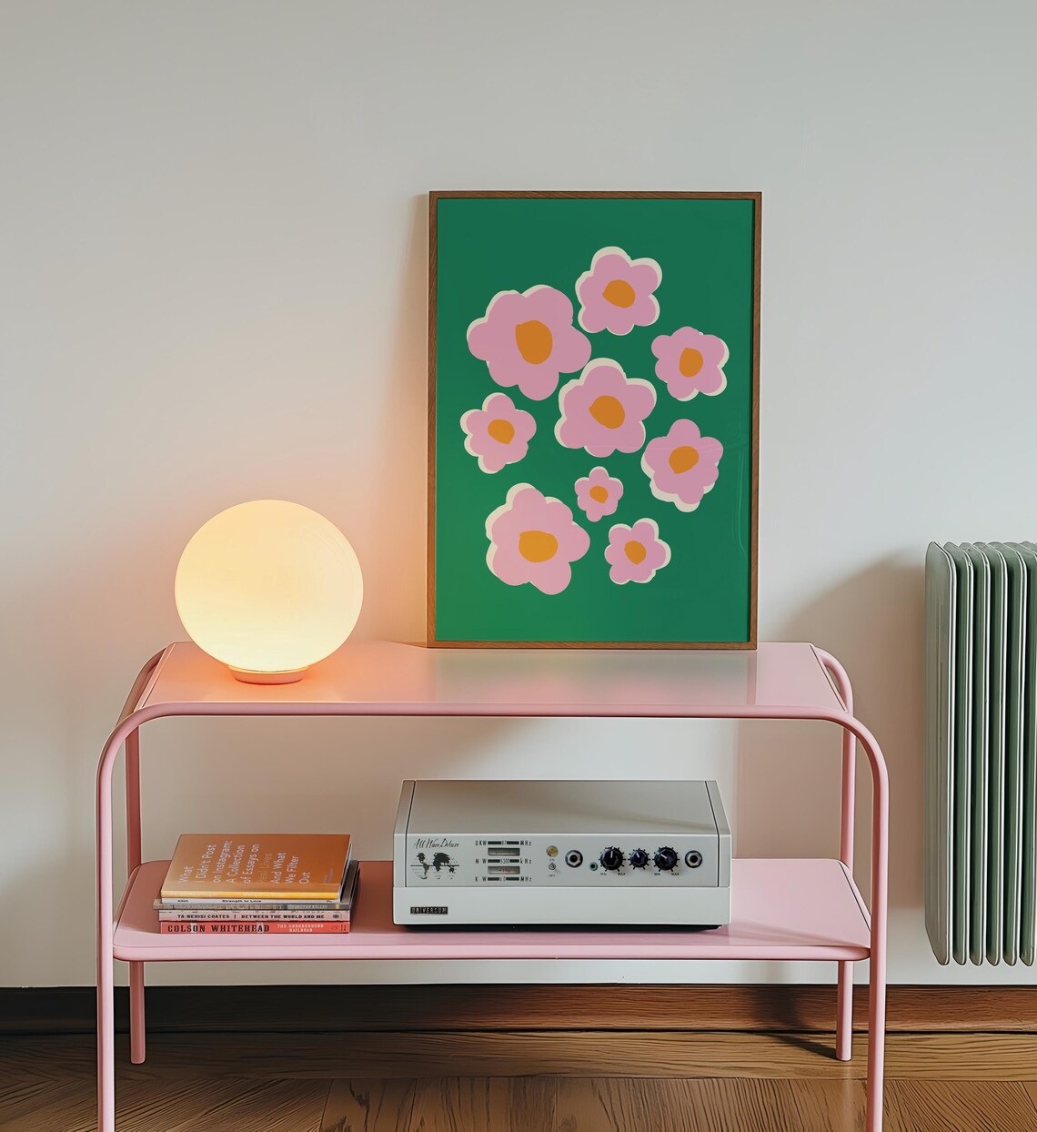 Retro Colorful Flower Print, Funky Wavy Poster