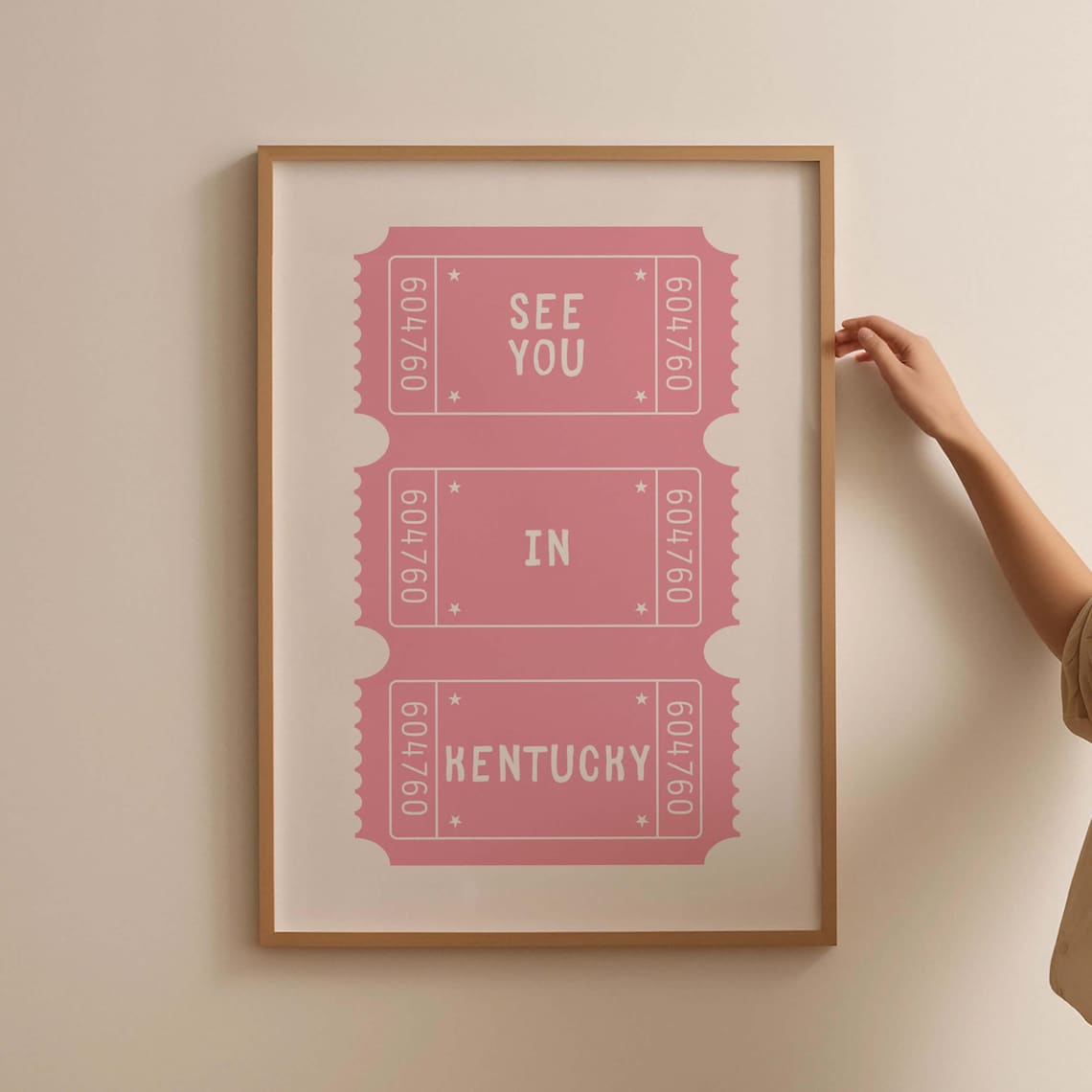 See You In Kentucky Pink Vintage Ticket Stubs Retro Travel Poster