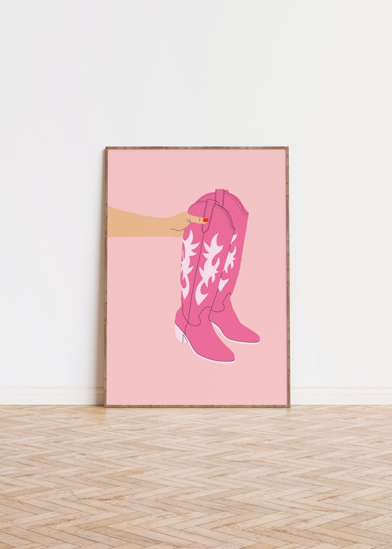 Cowgirl Trendy Wall Art Boots Print Preppy Western Poster Bedroom Decor Rodeo