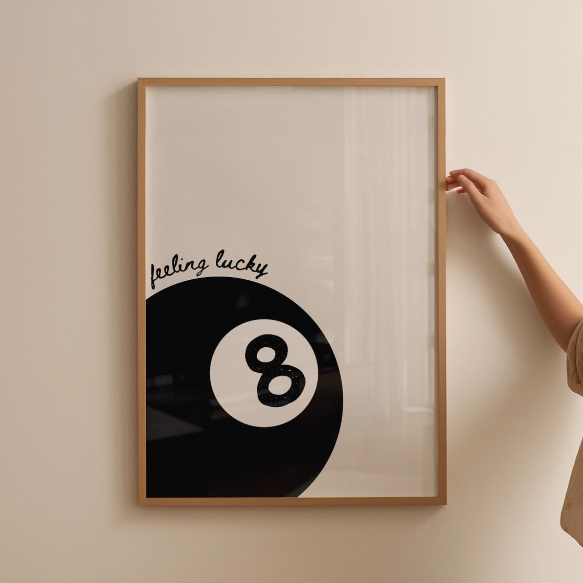 Feeling Lucky Black 8 Ball Minimalist Y2K Trendy Dorm Room Poster