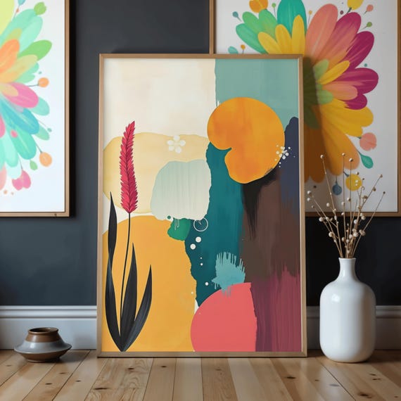 Abstract Botanical Wall Art Modern Organic Shapes Neutral Boho Scandinavian Minimal Decor