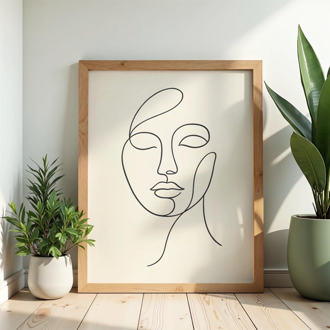 Minimalist Face Line Art Drawing Modern Abstract Single Line Poster
