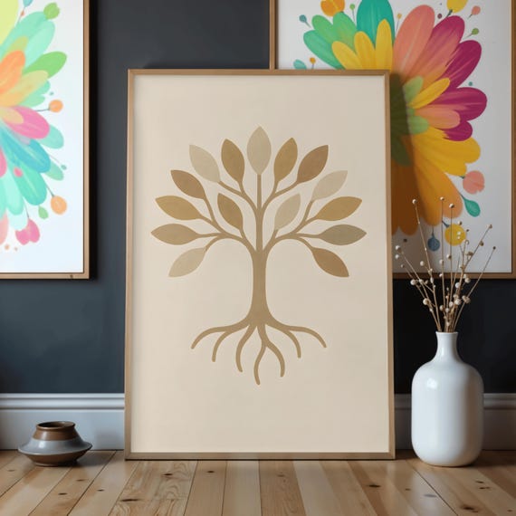 Minimalist Tree Of Life Print Neutral Boho Wall Art