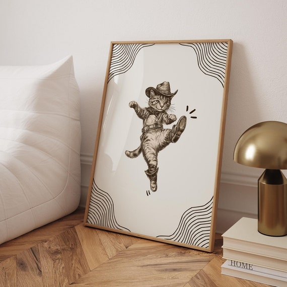 Cowboy Cat, Funny Cat Poster Print
