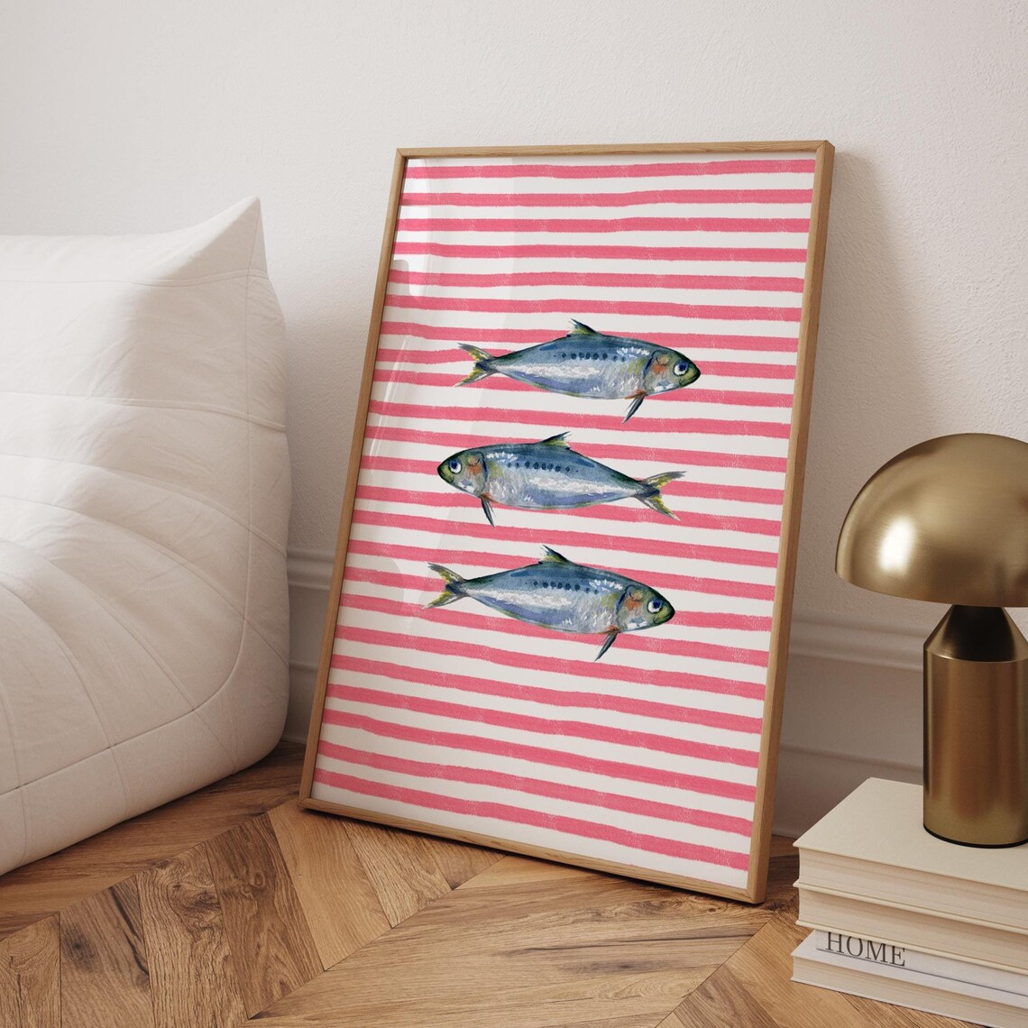 Sardine Watercolor Art Print, Retro Kitchen Decor