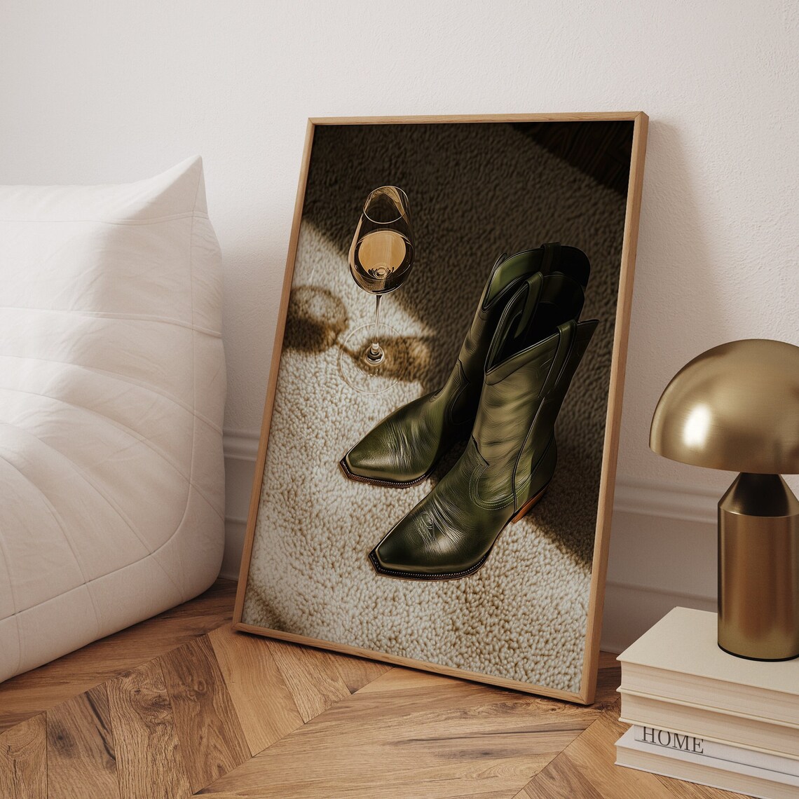 Cowgirl Boots And Wine, Retro Cowgirl Art Print