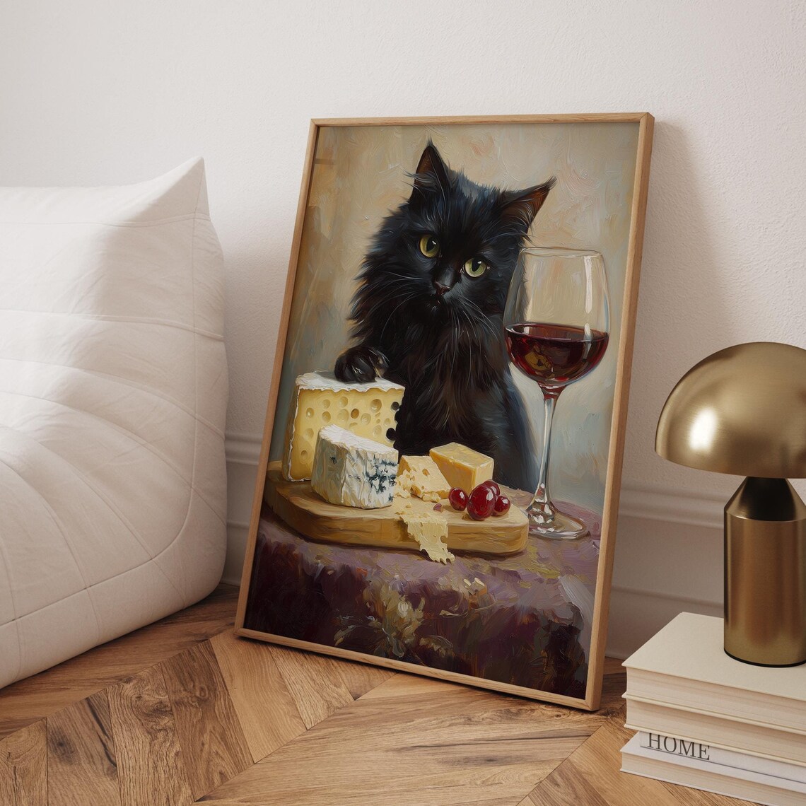 Black Cat Drinking Wine, Minimalist Bar Poster