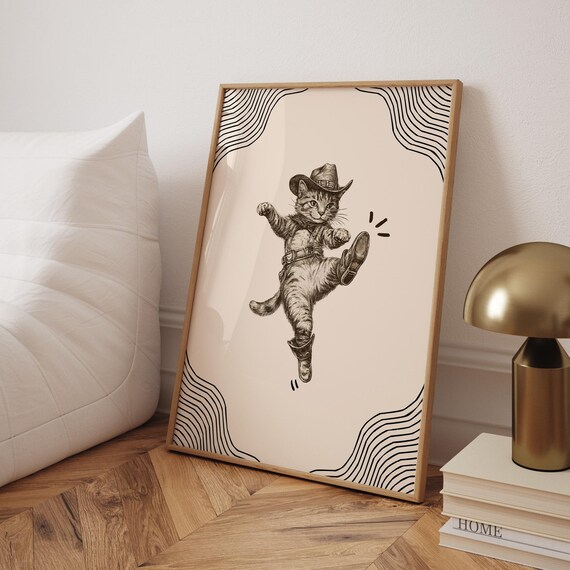 Cowboy Cat Print, Funny Poster Print
