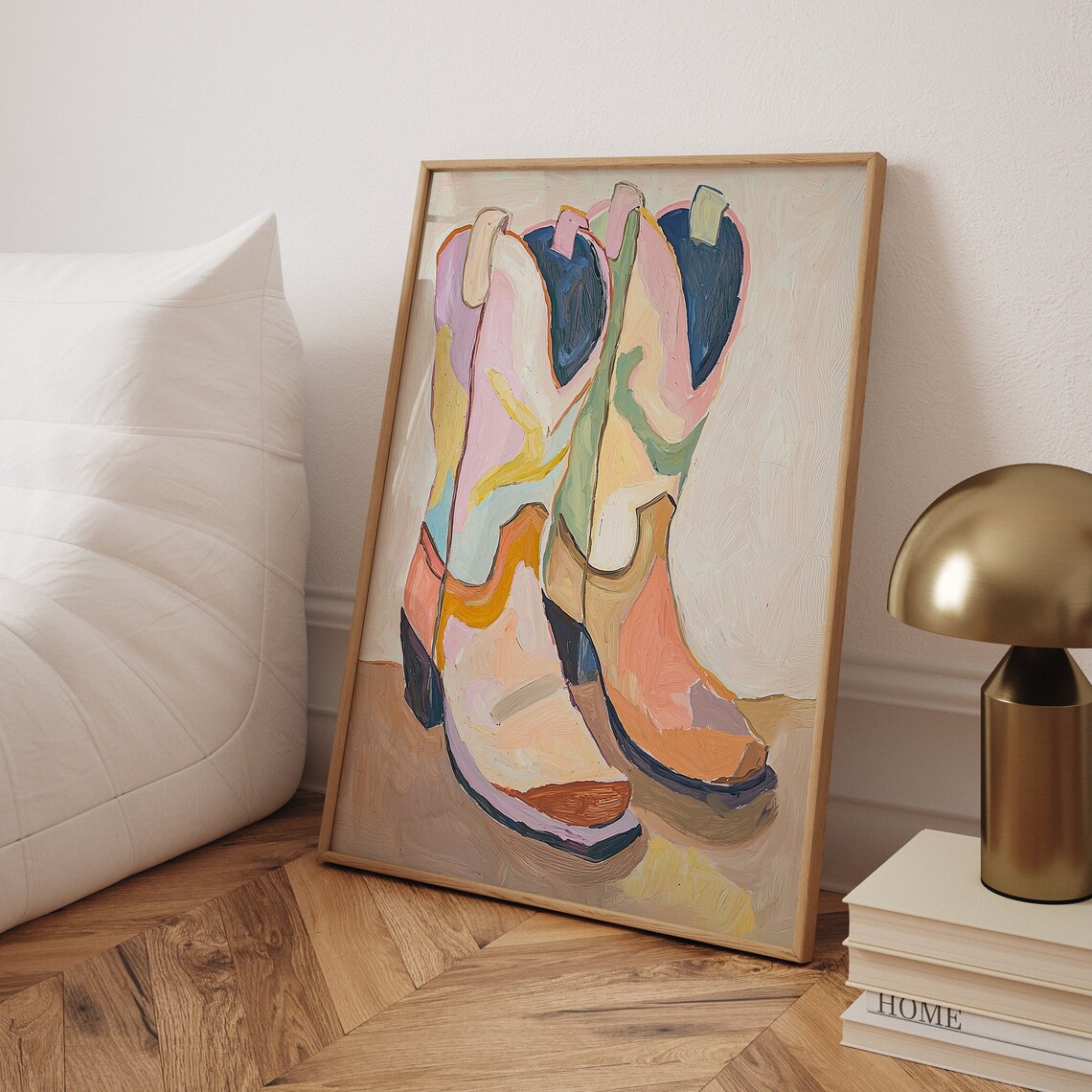Cowgirl Boots Illustration, Retro Western Decor