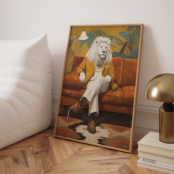 White Lion, Mid Century Modern Living Room Poster