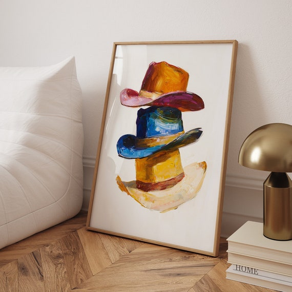 Cowboy Hats Colorful Abstract Western Art Print