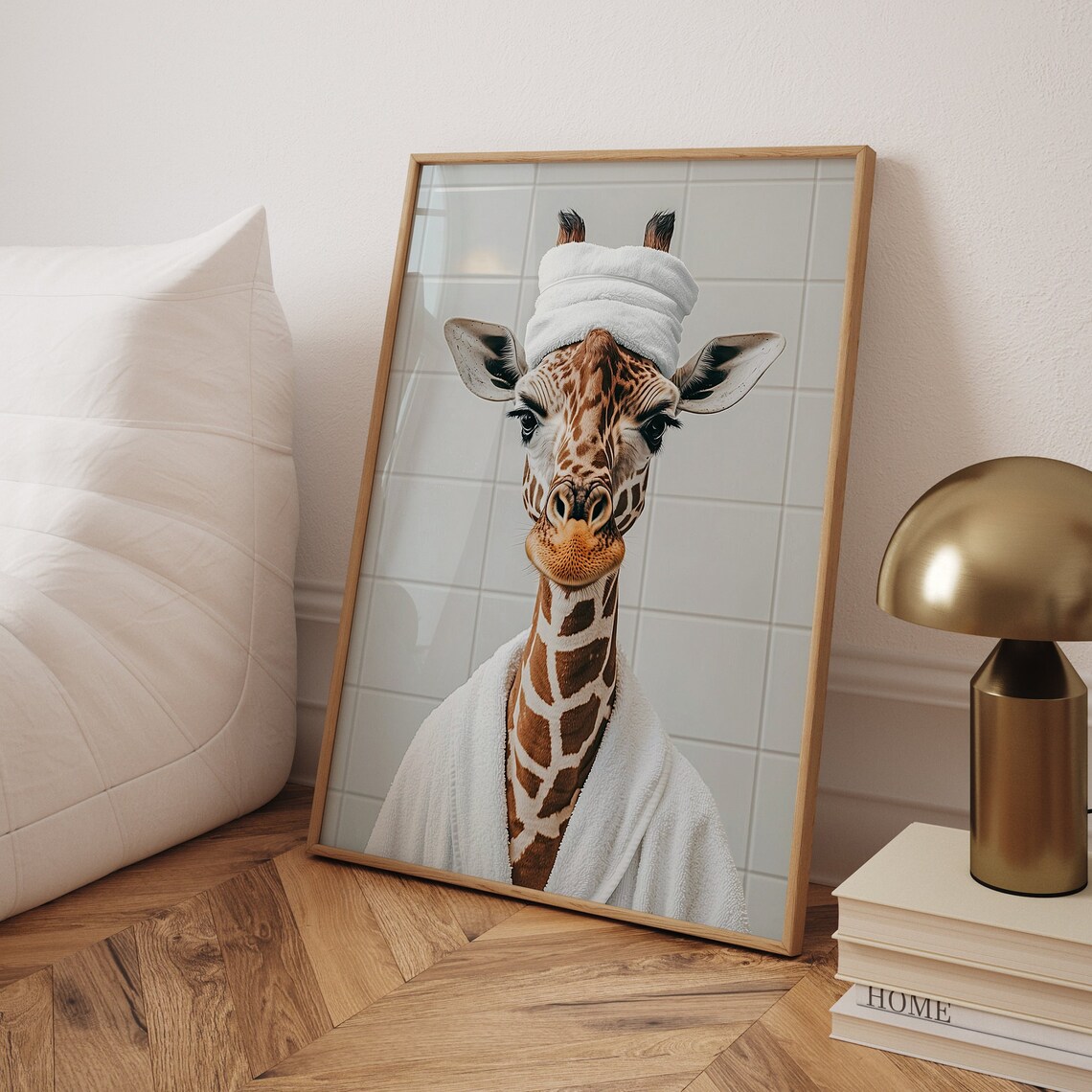 Funny Giraffe Bathroom Decor, Humorous Poster
