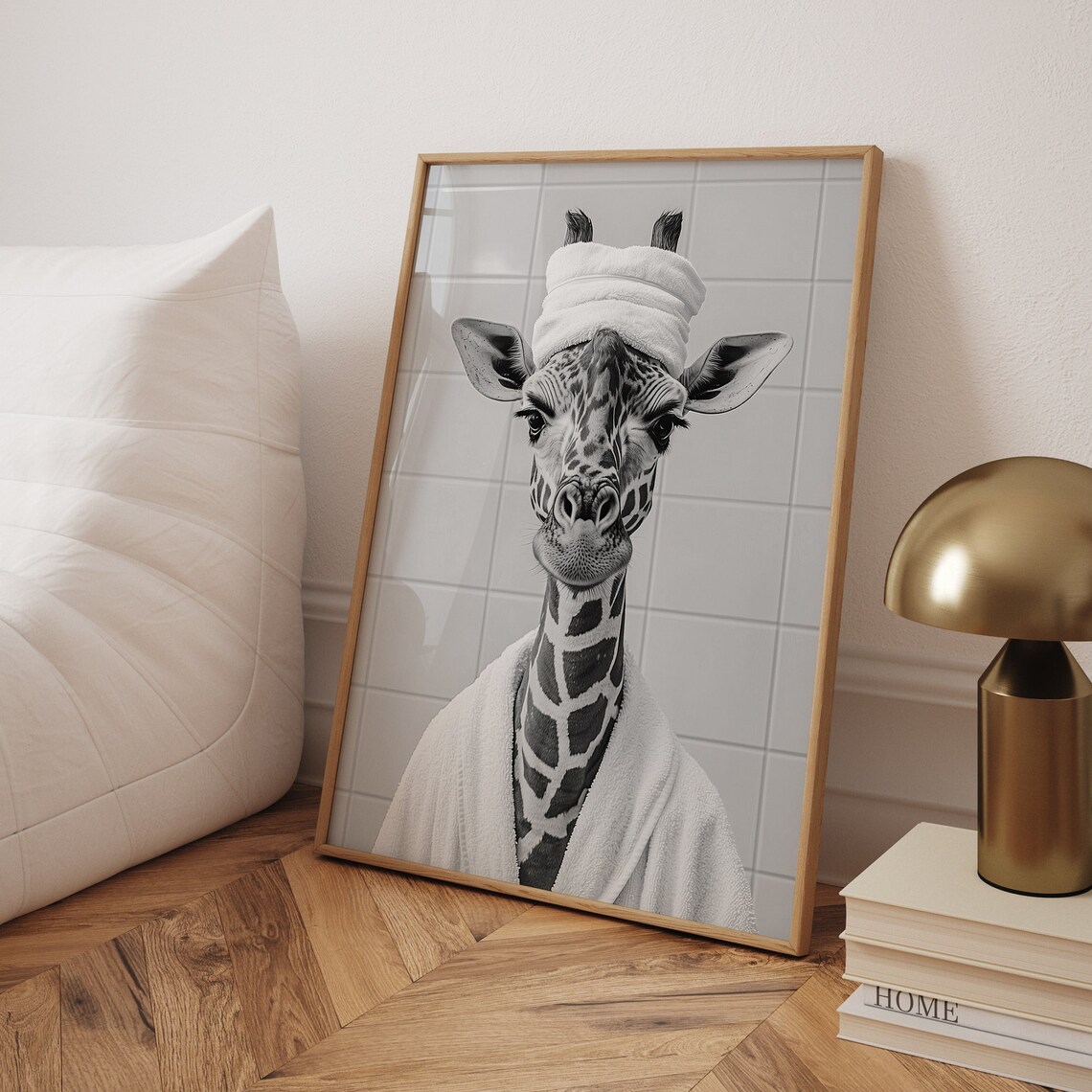 Funny Giraffe Bathroom Art Print, Humorous Decor
