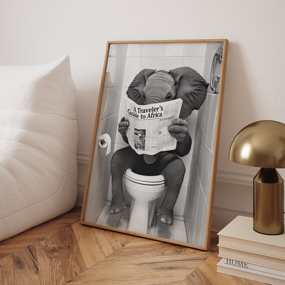Elephant on the Toilet Reading Newspaper Poster - Image 6