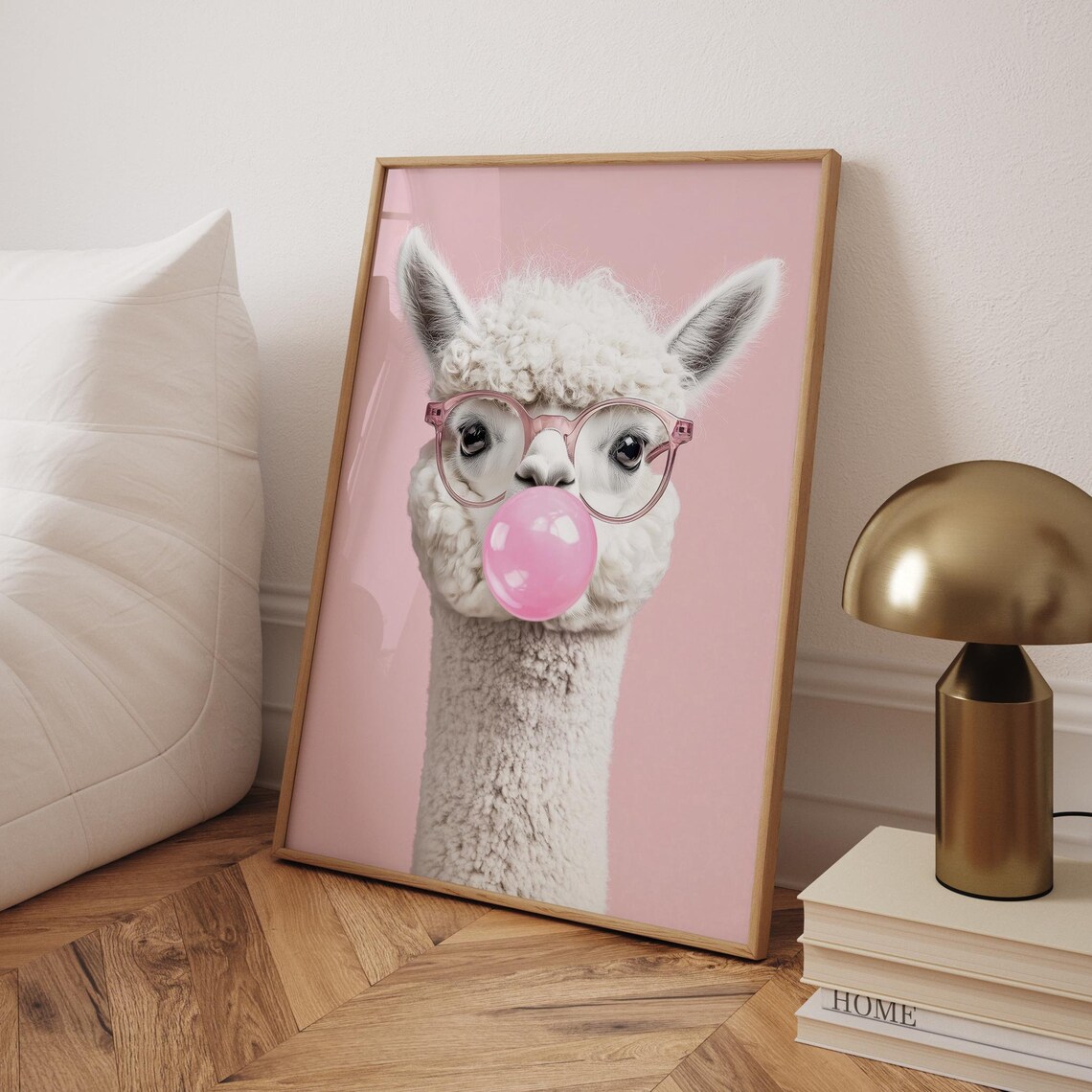 Llama Wall Art Poster, Funny Alpaca With Glasses