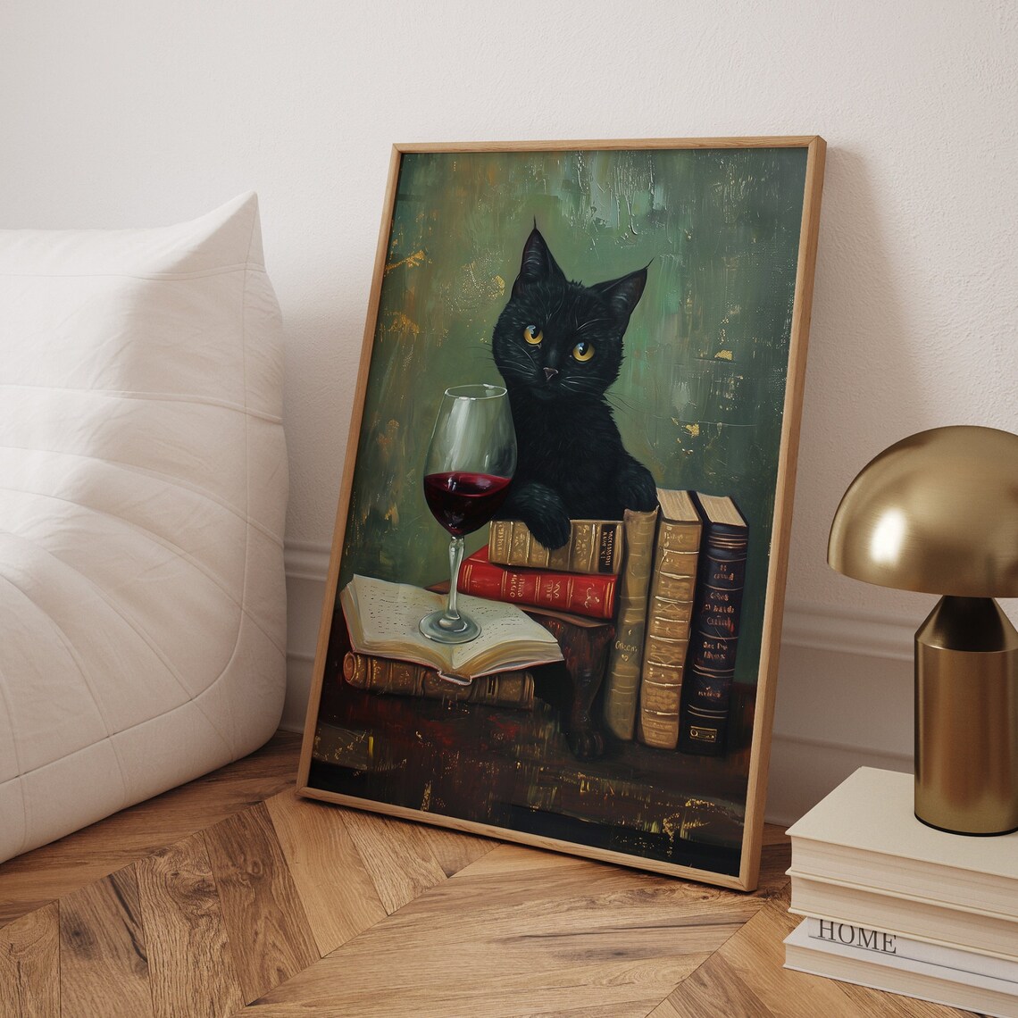 Black Cat Drinking Wine, Trendy Bar Poster