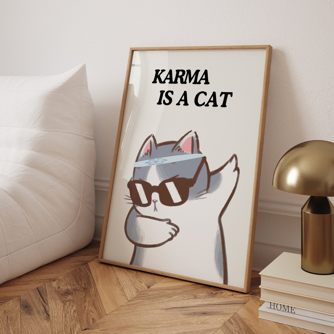 Karma Is A Cat Funny Cat Illustration, Art Print