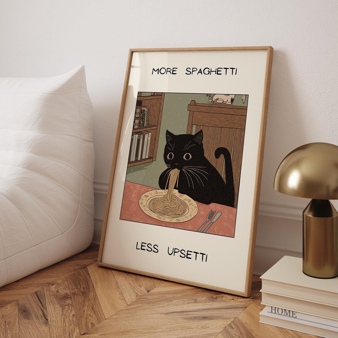 More Spaghetti Less Upsetti Black Cat, Kitchen Art