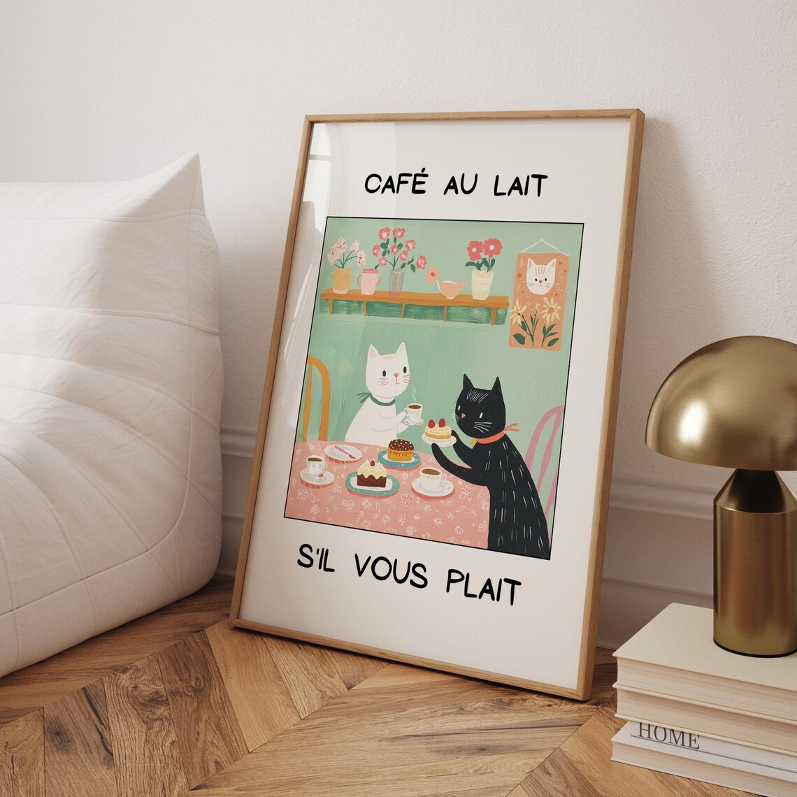 French Cafe Au Lait Cat Print, Funny Kitchen Decor - Image 5