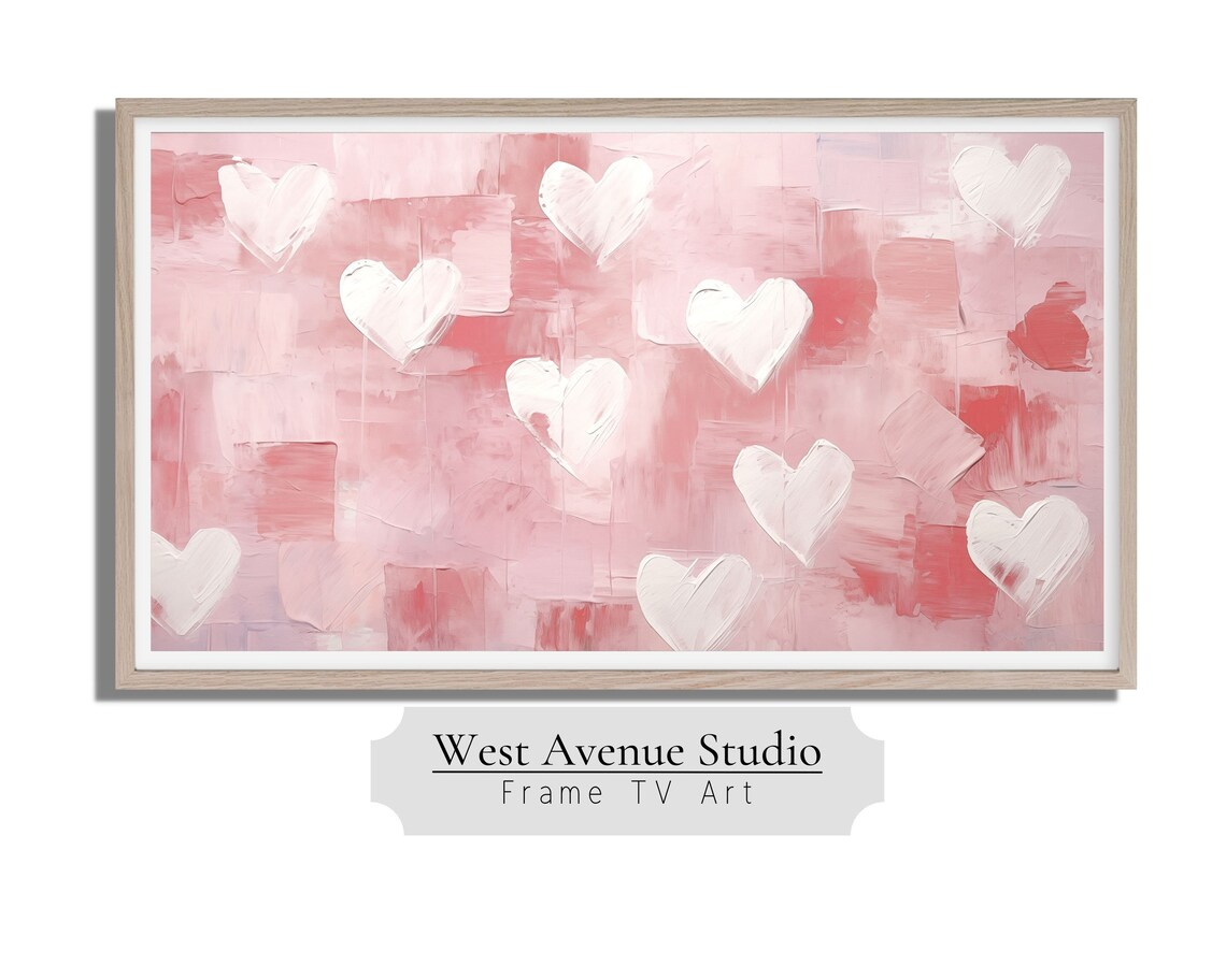 Valentine's Day Heart Textured Artwork, Pink Neutral Aesthetic - Image 2