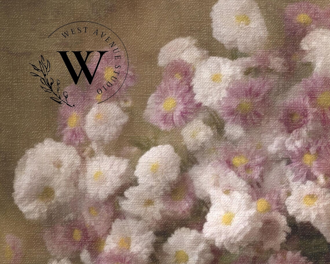 Pink White Chrysanthemums Vintage Still Life Floral Painting Poster - Image 3