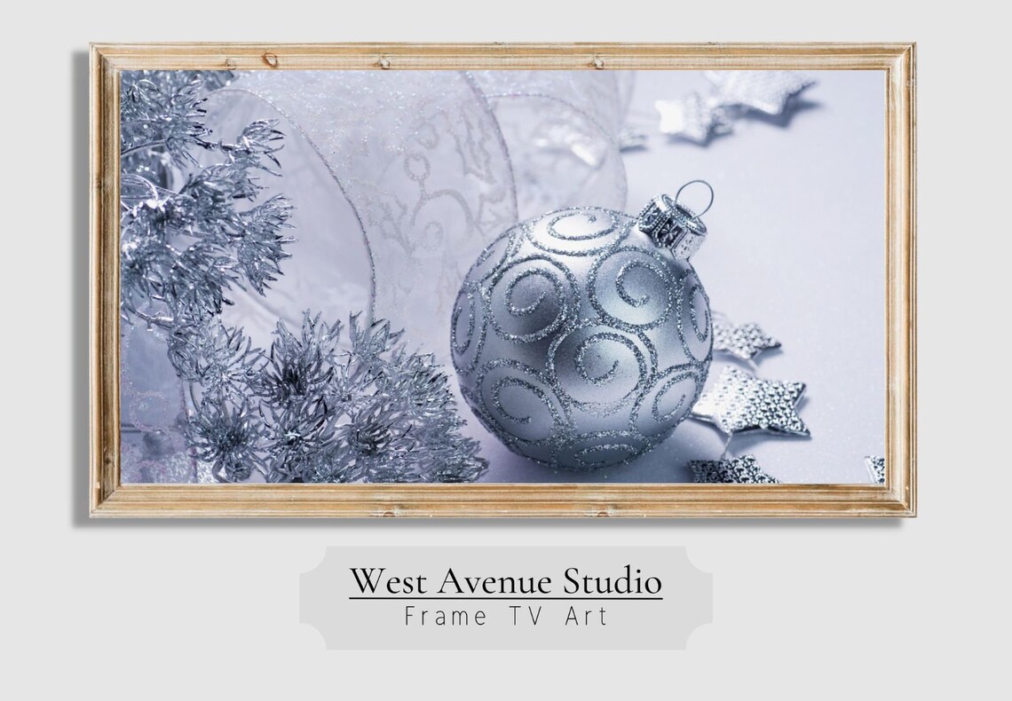 Silver Christmas Ornament Glitter Bauble Icy Holiday Still Life Poster - Image 4