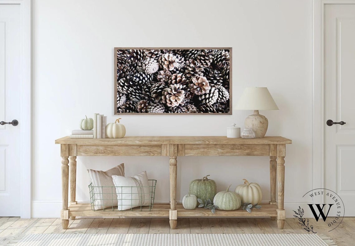 Pine Cone Close Up Textured Winter Nature Photography Wall Poster - Image 2