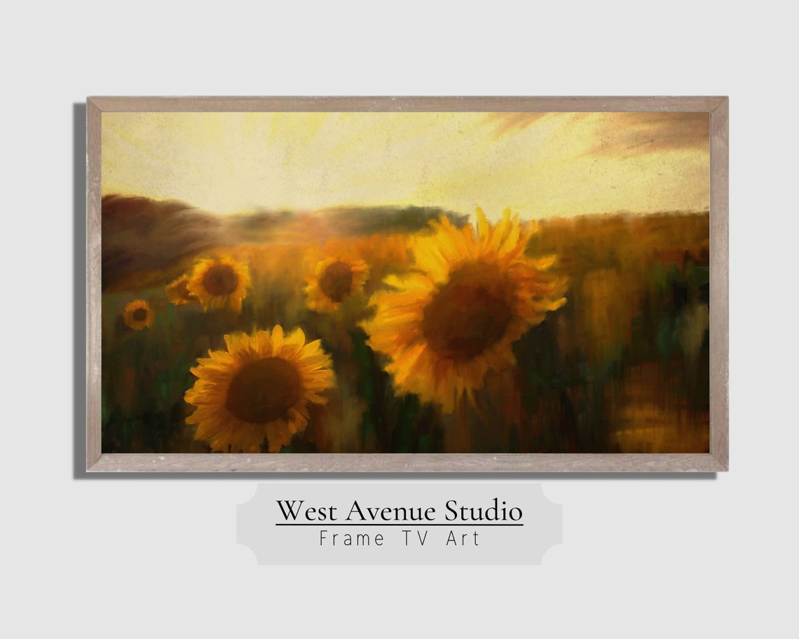Golden Sunflower Field Sunset Glow Impressionist Summer Floral Poster