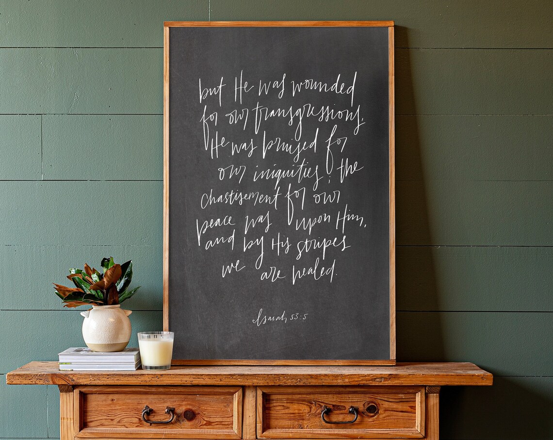Isaiah 53:5 Hand-Lettered Christian Art Print