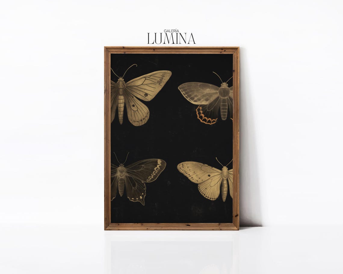 Dark Moody Butterfly Print Vintage Butterflies Painting Black Butterfly Print Moody Insect Wall Art Art Frame Tv Art 463 - Image 3