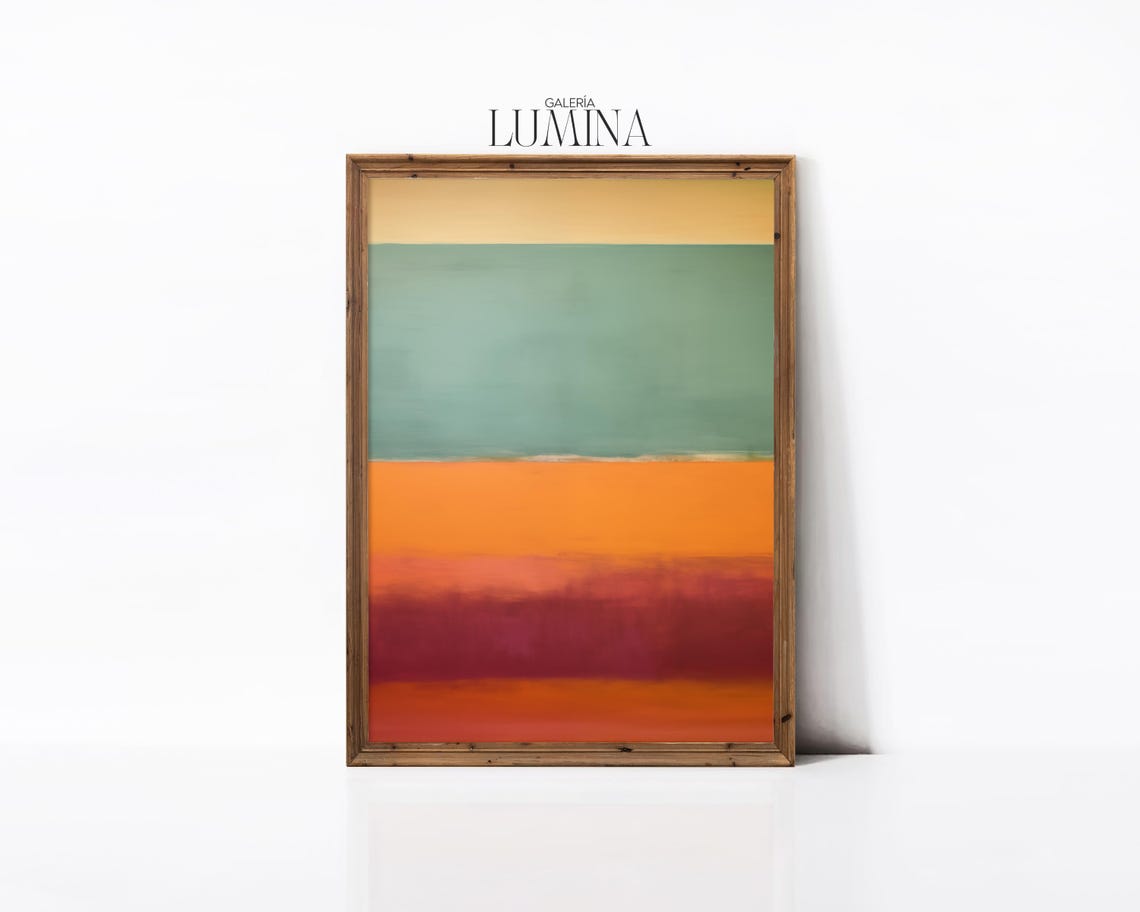 Sage Teal And Rust Color Field Abstract Rothko Inspired Modern Poster - Image 2