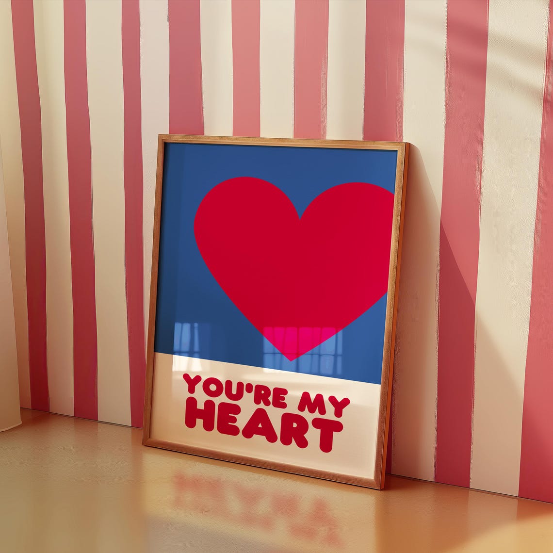 You're My Heart Big Red Heart Blue Kids Nursery Love Art Poster