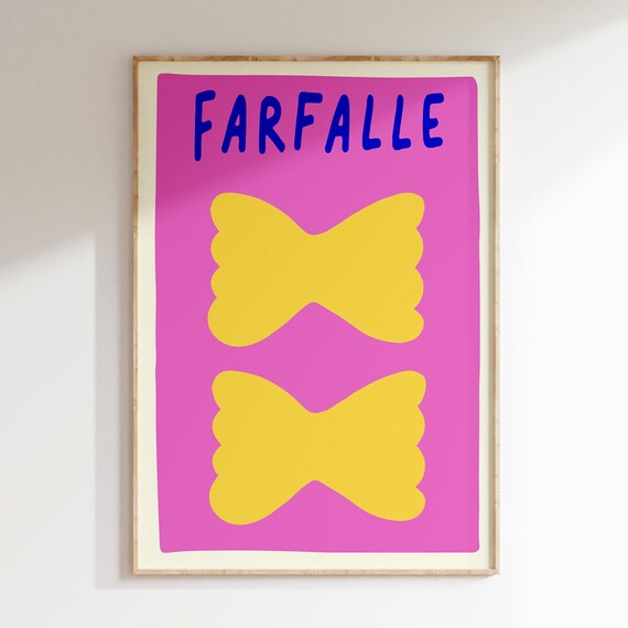 Farfalle Bowtie Pasta Bold Pink Pop Art Retro Italian Kitchen Poster