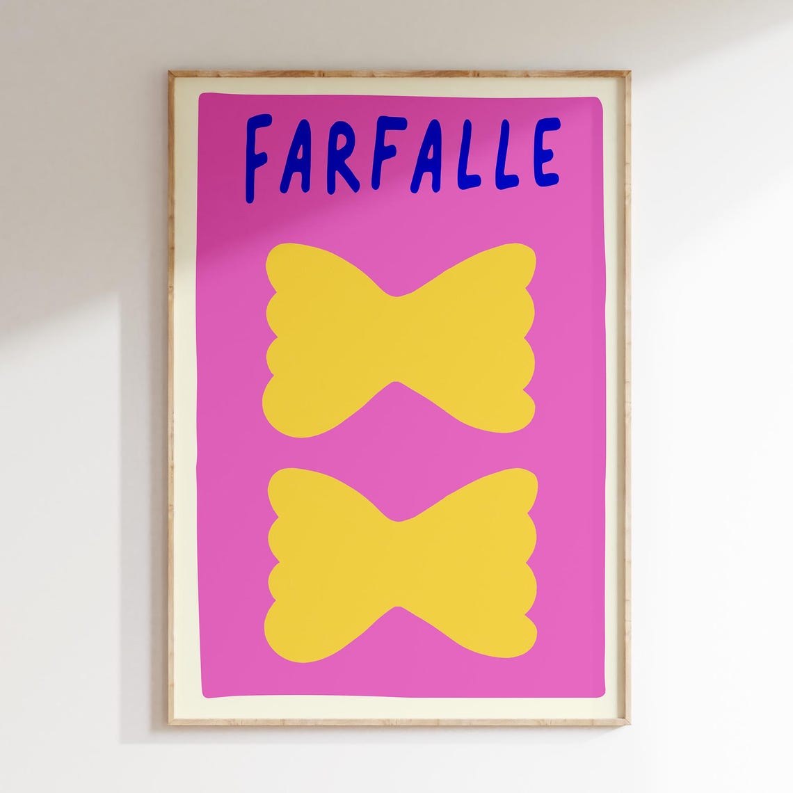 Farfalle Bowtie Pasta Bold Pink Pop Art Retro Italian Kitchen Poster