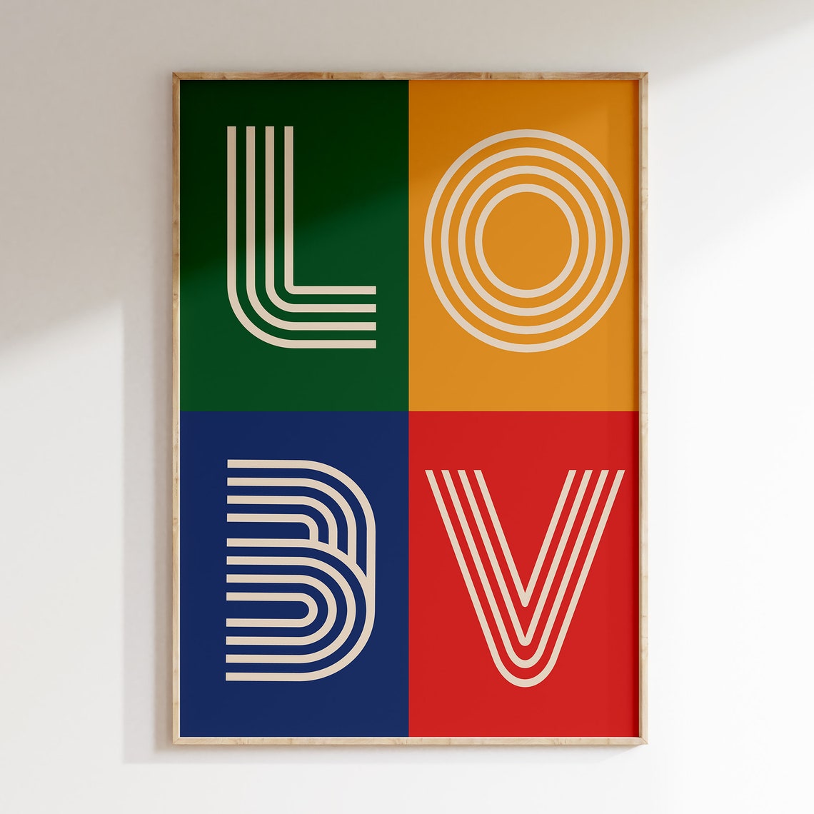 Retro Bold Striped Lettering Color Block Mid Century Typography Poster