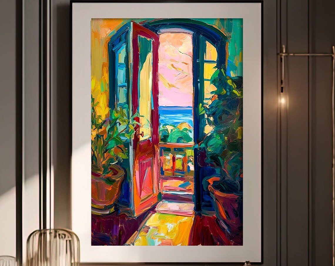 Matisse Inspired Poster Modern Art Print Fauvism Painting Abstract Painting Print Open Door Collioure Pink Painting