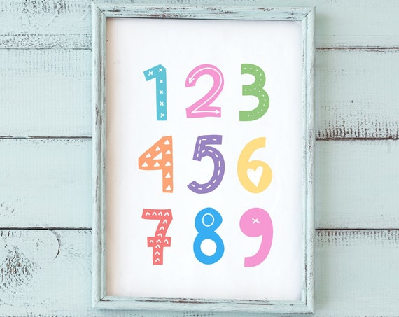 0 9 Nursery Wall Art Babys Room Decor Numbers Art Kids Bedroom Art Decor Baby Room Art Colorful Print