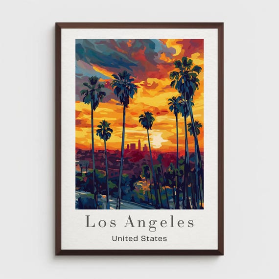 Los Angeles Travel Poster Vintagestyle Wall Art Print