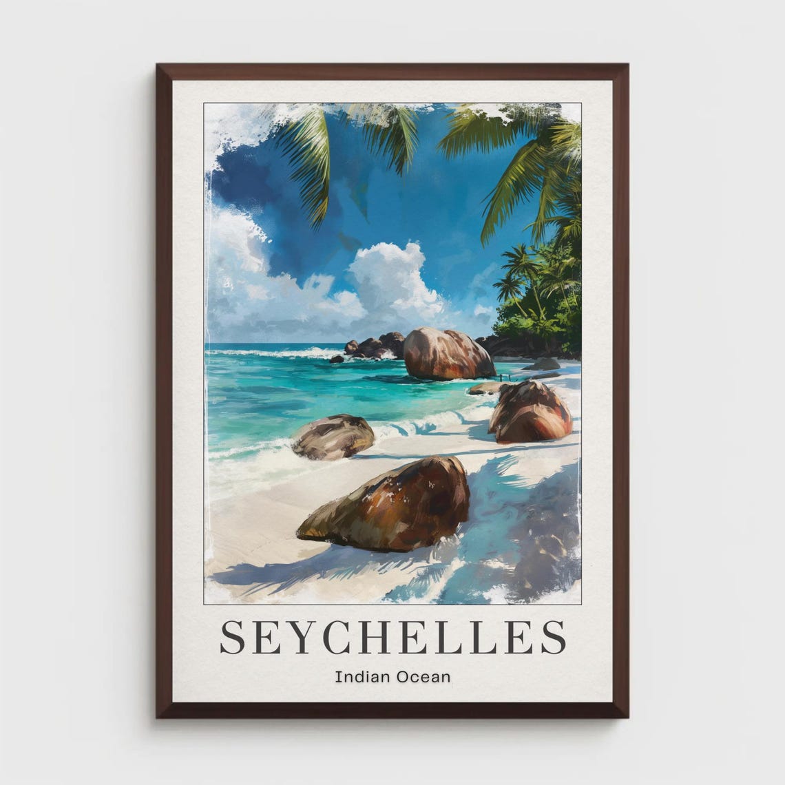Seychelles Travel Poster Print Vintage Style Wall Art