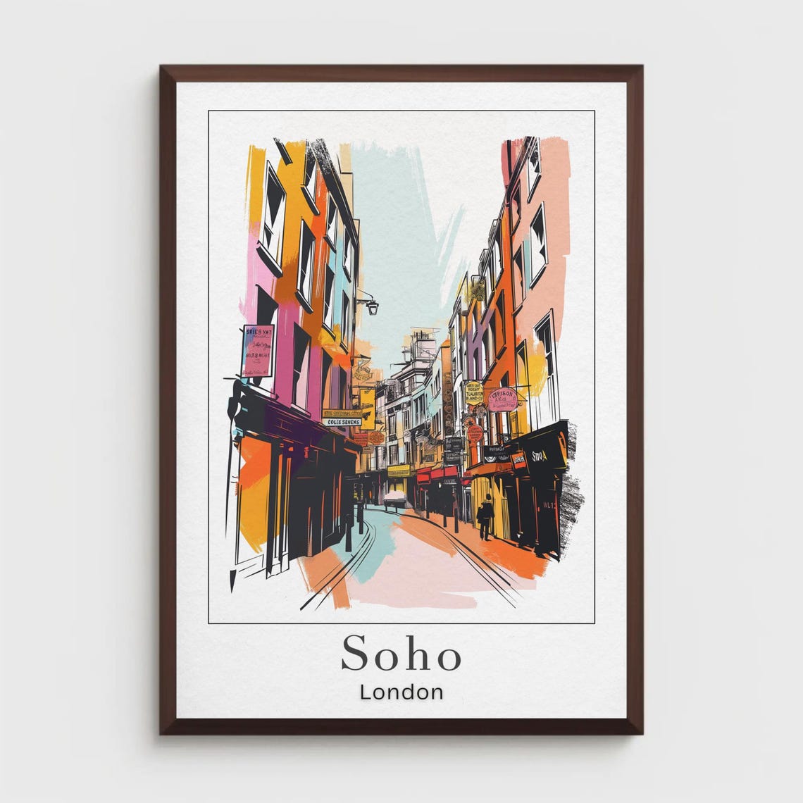 Soho London Travel Poster Vintage Style Wall Art